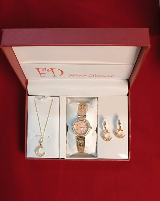 π( FD) Forever Diamond Ladies Jewellery Watch___ (White Diamond & Pink Dial)
