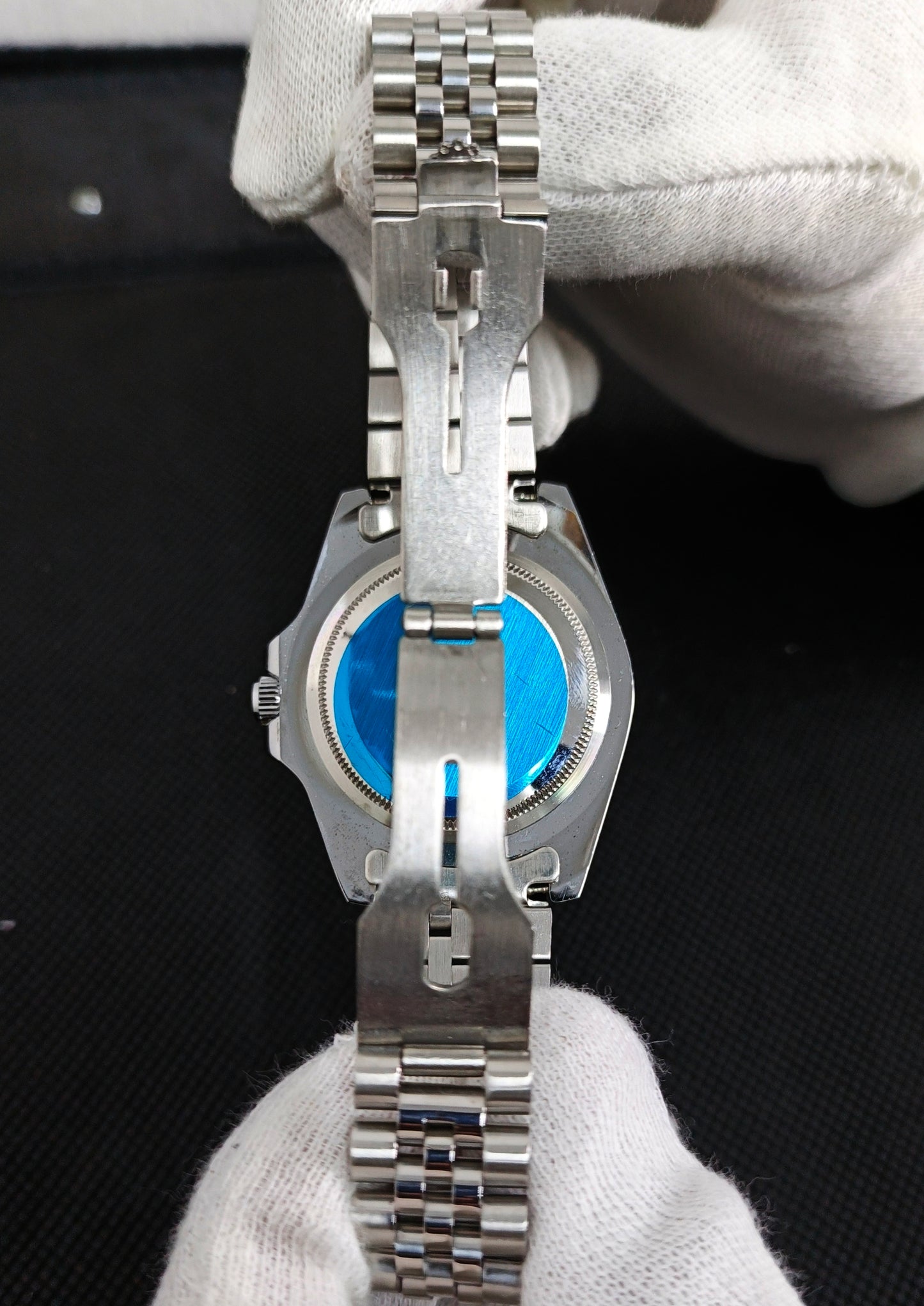 Rolex (GMT) Silver With Rotating Blue & Black Dial With Date