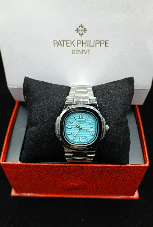 Patek Chain Silver with Tiffany Blue Dial & Date