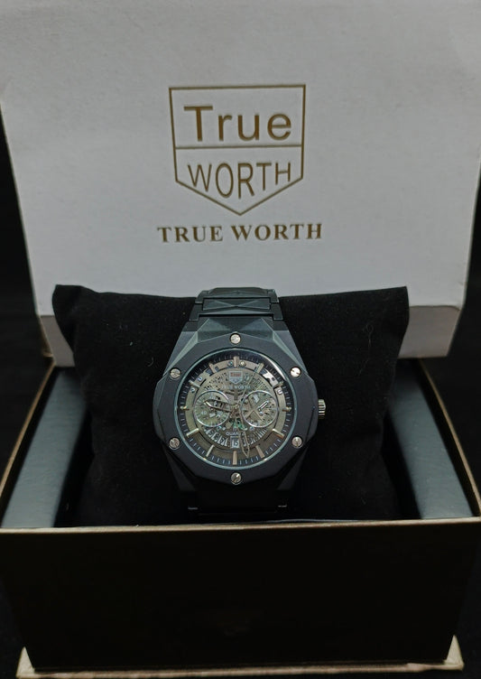 True Worth Diamond Cut Black With Gray dial | with date |