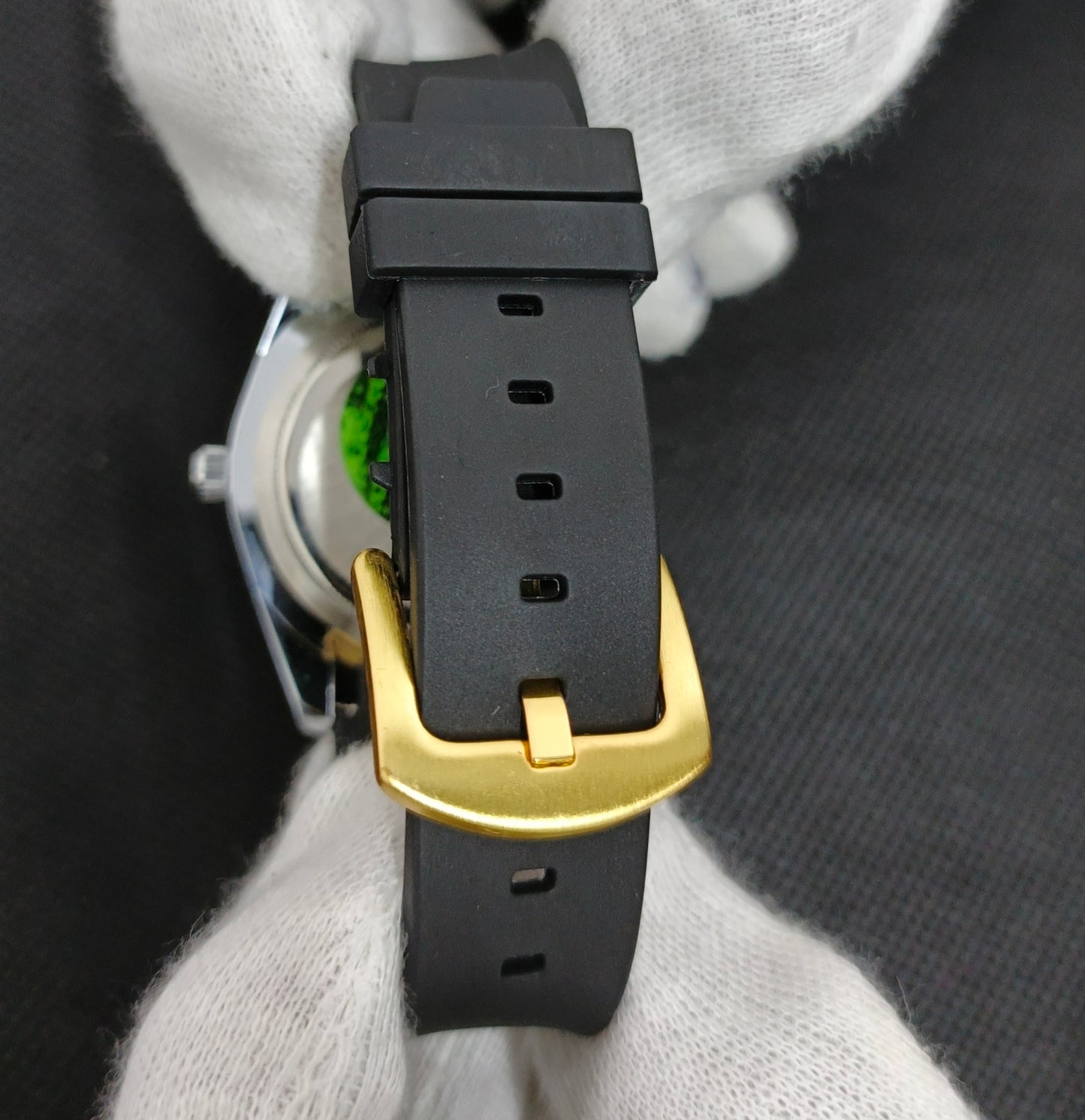 (Rolex Date)  Black Strap β Golden with Black Dial With Date