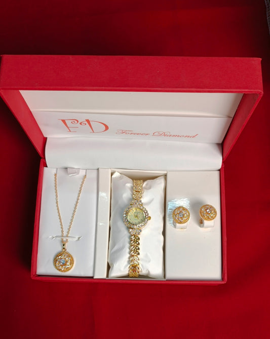 π( FD) Forever Diamond Ladies Jewellery Watch___ (White Diamond With Yellow Dial)