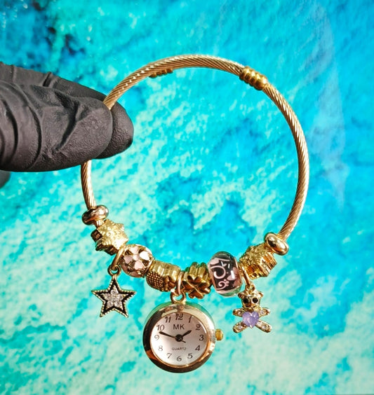 💖 (MK) Ladies Bracelet Watch (Golden & Pink)