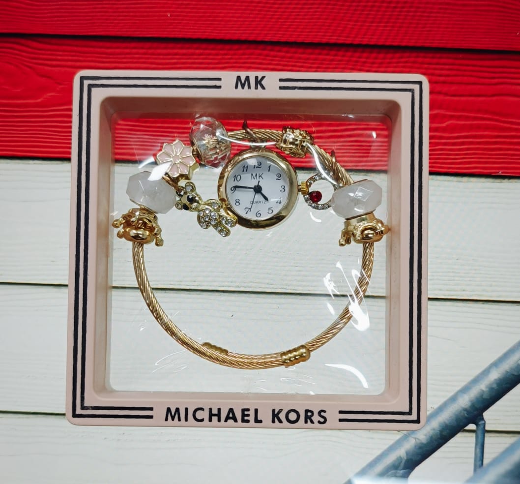 π(MK) Ladies Bracelet Watch (Golden & White)