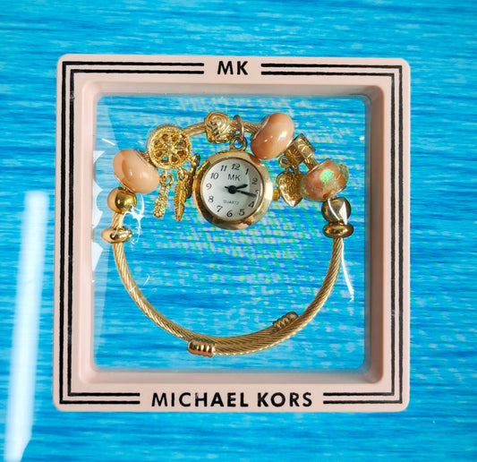 💖 (MK)  Ladies Bracelet Watch (Golden & Light Brown )