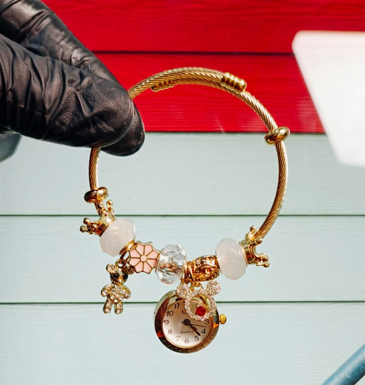 π(MK) Ladies Bracelet Watch (Golden & White)