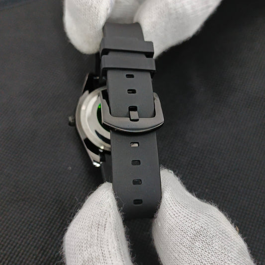 (Rolex Date) Black Strap – Black___With Black Dial