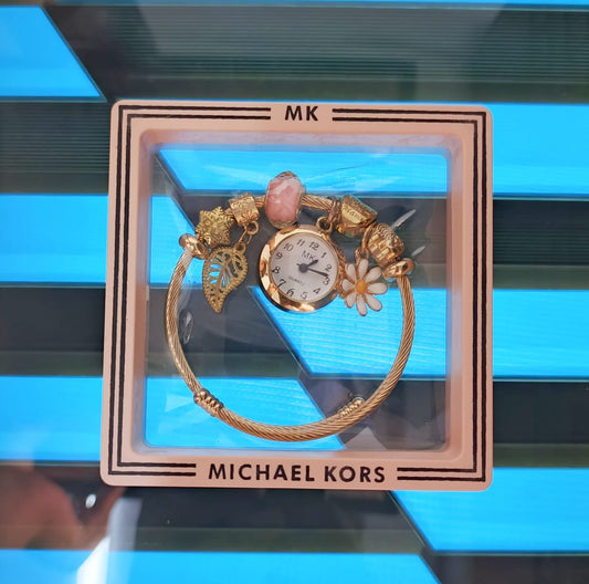 💖 (MK) Ladies Bracelet Watch (Golden & Pink)