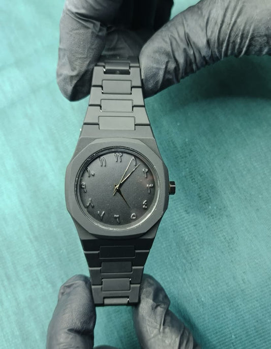 Arabic Aura Watch with Black Dial & Fiber Finish