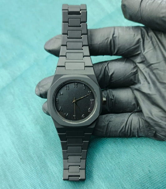 Arabic Aura Watch with Black Dial & Fiber Finish