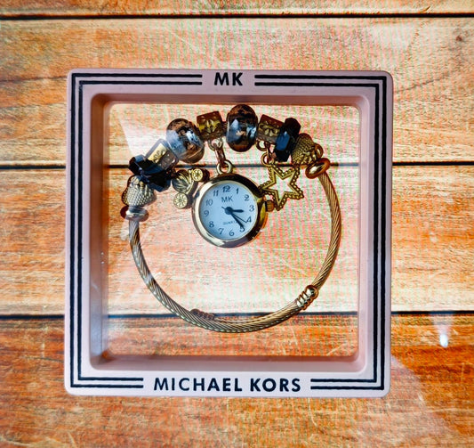 💖(MK) Ladies Bracelet Watch (Golden & Black )