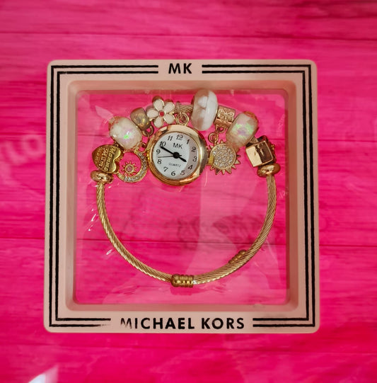 💖 ( MK ) Ladies Bracelet Watch (Golden & White)